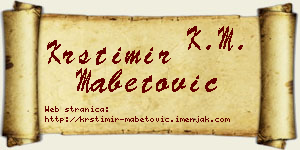 Krstimir Mabetović vizit kartica